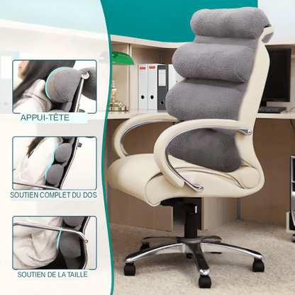 Marre des douleurs dorsales au bureau ? Découvrez notre oreiller de soutien lombaire pour chaise de bureau. Avec ses 4 rouleaux de soutien lombaire, il soulage efficacement votre dos et favorise une posture saine.